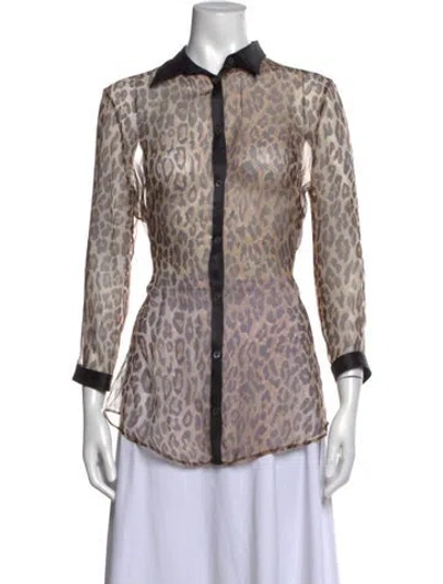 Pre-owned Dolce & Gabbana Silk Animal Print Blouse In Brown