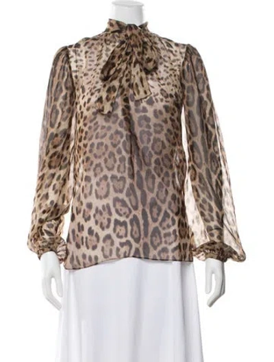 Pre-owned Dolce & Gabbana Silk Animal Print Blouse In Multi