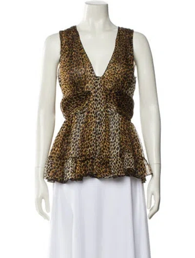 Pre-owned Dolce & Gabbana Silk Animal Print Blouse In Neutral