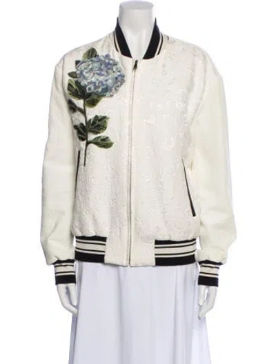 Pre-owned Dolce & Gabbana Silk Animal Print Bomber Jacket In Gray