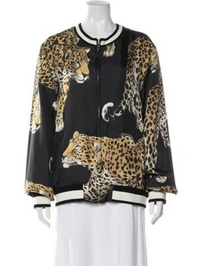 Pre-owned Dolce & Gabbana Silk Animal Print Bomber Jacket In Multi