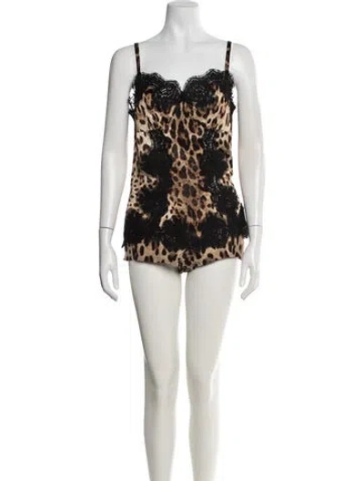 Pre-owned Dolce & Gabbana Silk Animal Print Nightgown In Neutral