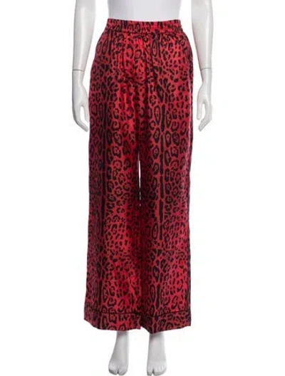 Pre-owned Dolce & Gabbana Silk Animal Print Pajamas In Red