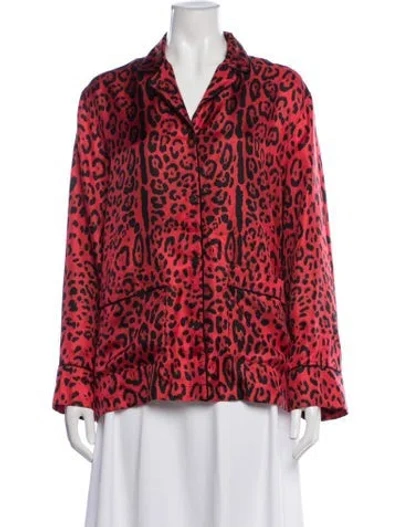 Pre-owned Dolce & Gabbana Silk Animal Print Pajamas In Red
