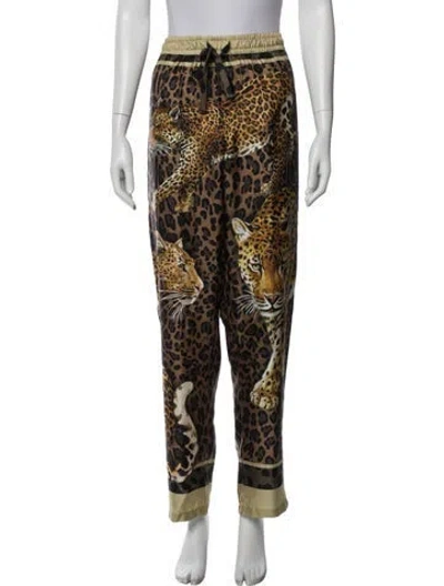 Pre-owned Dolce & Gabbana Silk Animal Print Pajamas W/ Tags In Brown