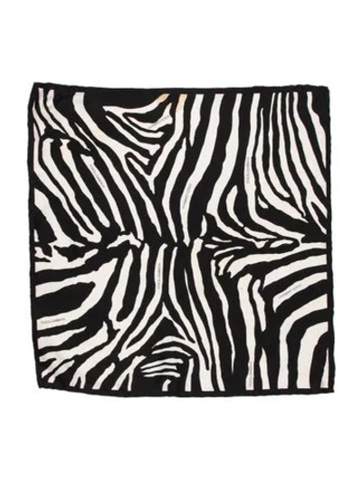 Pre-owned Dolce & Gabbana Silk Animal Print Scarf In Black