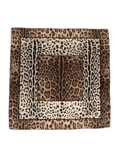 Pre-owned Dolce & Gabbana Silk Animal Print Scarf In Brown