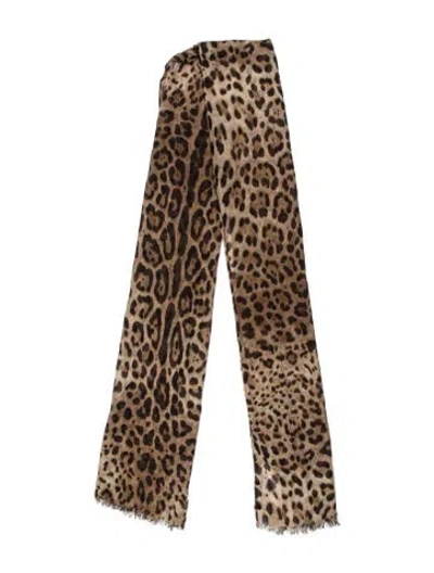 Pre-owned Dolce & Gabbana Silk Animal Print Scarf In Neutral