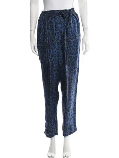 Pre-owned Dolce & Gabbana Silk Animal Print Sweatpants In Blue