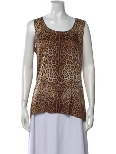 Pre-owned Dolce & Gabbana Silk Animal Print Top In Neutral
