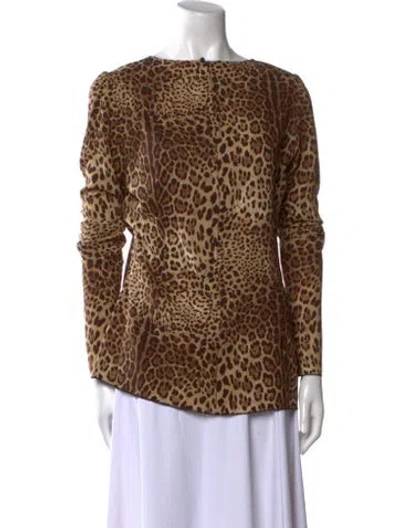 Pre-owned Dolce & Gabbana Silk Animal Print Tunic In Brown