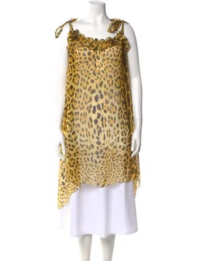 Pre-owned Dolce & Gabbana Silk Animal Print Tunic In Yellow