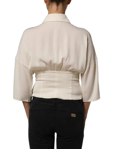 Dolce & Gabbana Silk Ascot Collar Blouse In White