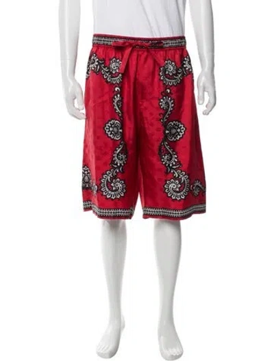 Pre-owned Dolce & Gabbana Silk Athletic Shorts W/ Tags In Red