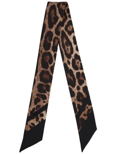 Dolce & Gabbana Silk Bandeau In Animal Print