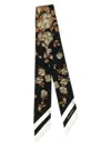 Dolce & Gabbana Lightweight Silk Bandeau Scarf With Floral Border In Multi