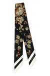 Dolce & Gabbana Lightweight Silk Bandeau Scarf With Floral Border In Multi