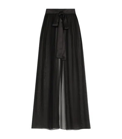 Dolce & Gabbana Long Silk Chiffon Skirt With Belt In Black