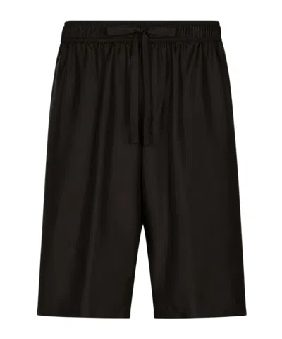 Dolce & Gabbana Silk Bermuda Shorts In Black