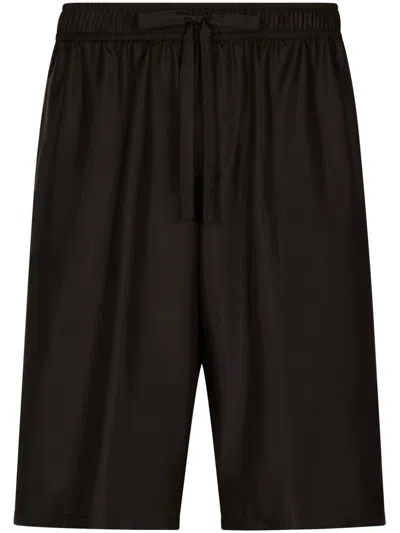 DOLCE & GABBANA EMBROIDERED SILK TRACK SHORTS