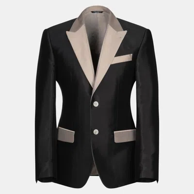Pre-owned Dolce & Gabbana Silk Blazer It 48 In Black