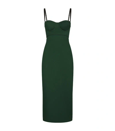 Dolce & Gabbana Silk-blend Bustier Midi Dress In Green