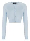 Dolce & Gabbana Silk-blend Cropped Cardigan In Blue