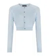 Dolce & Gabbana Silk-blend Cropped Cardigan In Blue