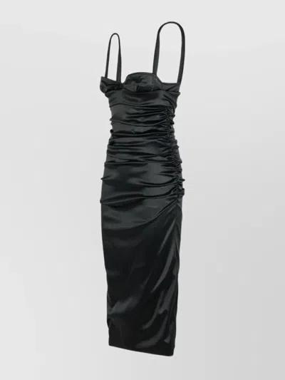 Dolce & Gabbana Silk Blend Dress Spaghetti Straps In Black