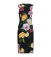 Dolce & Gabbana Peony Rose Print Sleeveless Charmeuse Midi Dress