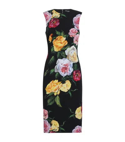 DOLCE & GABBANA SILK-BLEND FLORAL MIDI DRESS