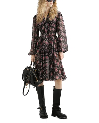 Dolce & Gabbana Silk Blend Flower Bouquet Print Chiffon Dress In Multi