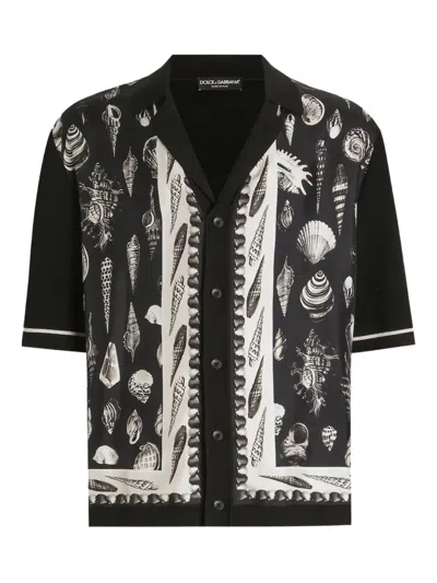 Dolce & Gabbana Silk-blend Hawaii Shirt In Black