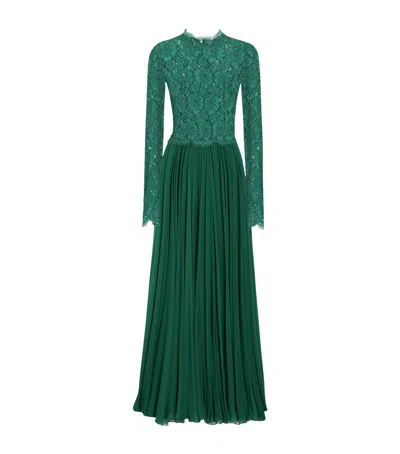 DOLCE & GABBANA SILK-BLEND LACE MAXI DRESS
