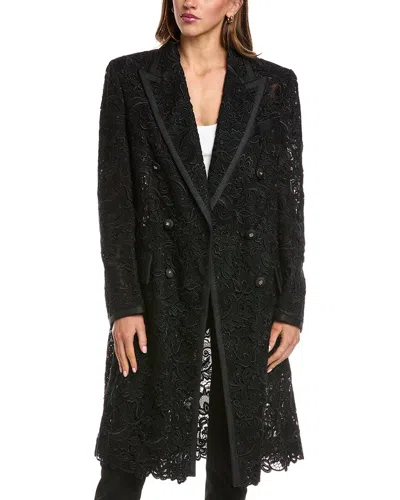 Dolce & Gabbana Silk-blend Lace Overcoat In Black