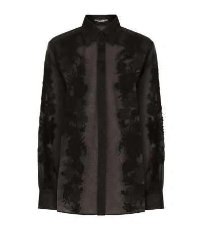 Dolce & Gabbana Silk-blend Lace Shirt In Multi