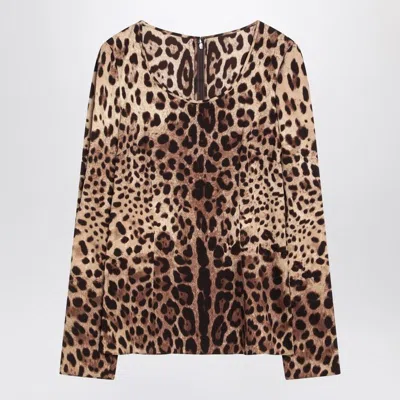 DOLCE & GABBANA DOLCE & GABBANA  SILK BLEND LEOPARD PRINT T-SHIRT