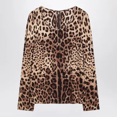 Dolce & Gabbana Dolce&gabbana Silk Blend Leopard Print T-shirt Women In Multi