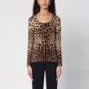 Dolce & Gabbana Leopard Print Silk Blend Long Sleeve Top In Print
