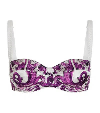 Dolce & Gabbana Adjustable Straps Floral Print Sleeveless Lingerie In Purple