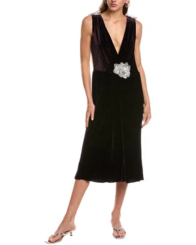 Dolce & Gabbana Silk-blend Midi Dress In Brown