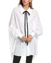 Dolce & Gabbana Oversized Pussy-bow Cotton And Silk-blend Poplin Shirt In White