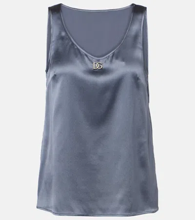 Dolce & Gabbana Silk-blend Top In Grau