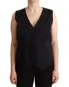 Dolce & Gabbana Black Button Down Sleeveless Vest Waiscoat Top