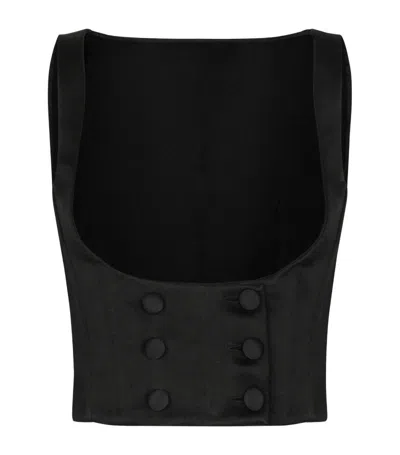 Dolce & Gabbana Double-breasted Duchesse Silk-satin Vest In Black