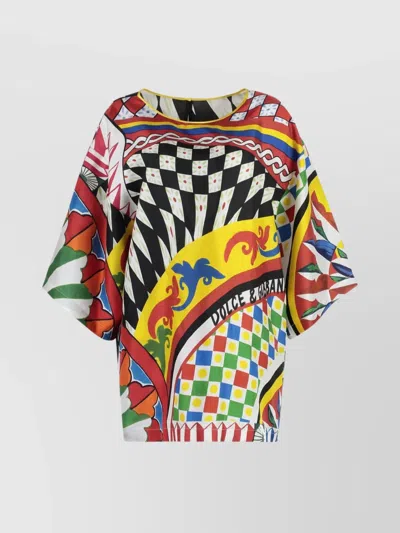 DOLCE & GABBANA SILK BLOUSE CARRETTO PRINT