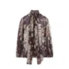 Dolce & Gabbana Silk Blouse With Floral Print In Brown