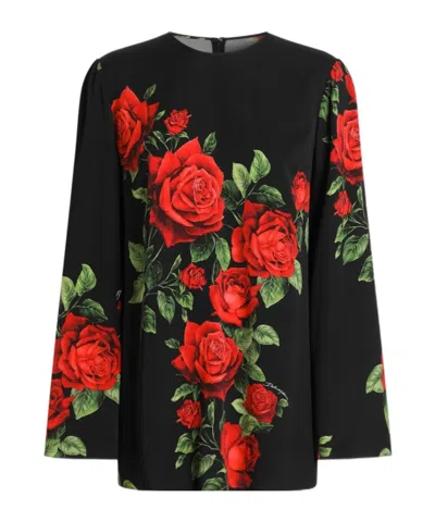 Dolce & Gabbana Silk Blouse With Floral Print In Multi