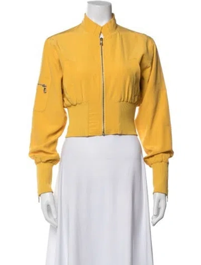 Pre-owned Dolce & Gabbana Silk Bomber Jacket In Yellow