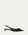 Dolce & Gabbana Satin Slingbacks With Bow Detail In Nero Nero